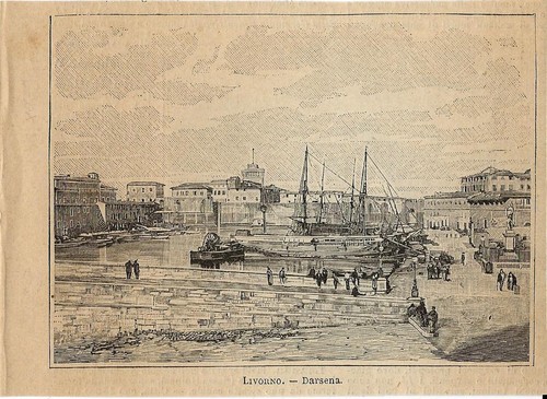 Stampa antica livorno - antica, veduta