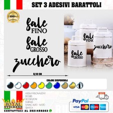 Set 3 Adesivi per BARATTOLI da cucina SALE GROSSO SALE FINO ZUCCHERO stickers