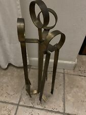 Set Accessori per Camino Caminetto in ottone 3 attrezzi con supporto Design