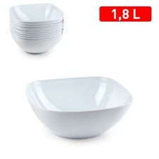 x Set Servizio 12 Pezzi Piatti Ciotola Quadrata Opal Bianca Da 1,8Lt dfh