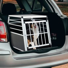 Cuccia per cani in alluminio 35'' gabbia per animali domestici trasportino auto box da viaggio per cani