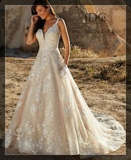 Abito da sposa pizzo foglie su