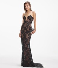 Abito Maxi In Pizzo Nero Con