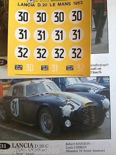 Decals kit lancia d20 - kit, 1/43