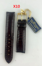 Lotto 10 Cinturini Generici Pelle Orologio 19mm Marrone Fibbia Fondi Magazzino