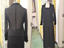 Tailleur Evening Elegante Tuta Corpino Paillettes Giacca Velluto Voilè Nude Look