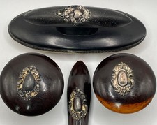 Set manicure unghie argento sterling ed ebano 4 pezzi strumenti epoca vittoriana