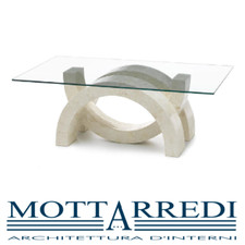 TAVOLINO CON BASI IN PIETRA FOSSILE STONES OLIMPIA - Chiama x sconto