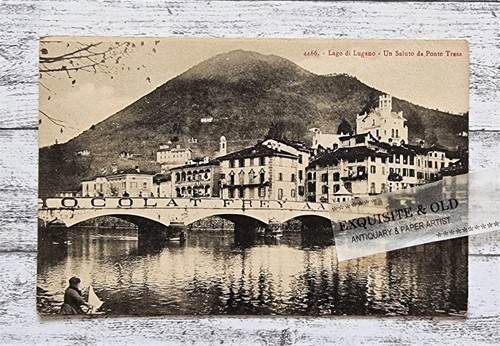 Cartolina lago lugano ponte - lugano,