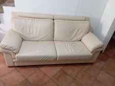 divano imbottito 3 posti in Ecopelle Bianco Panna 