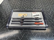 Set 3 penne stilografiche vintage Rotring (B - BB - M) punte e cartucce con custodia Germania