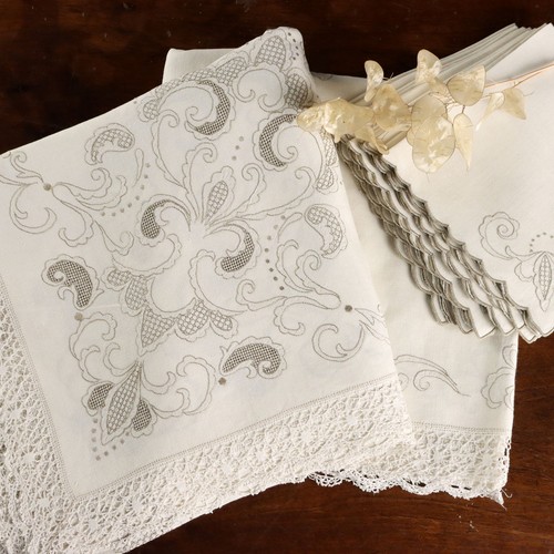 Linen tablecloth with - linen,