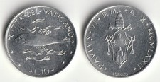 Moneta 10 lire Vaticano 1972
