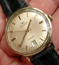 TECHNOS automatico ETA 2472 WATERPROOF pl.oro meccanico 34,1 MM funzionante