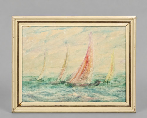 Quadro dipinto marina barche - dipinto,