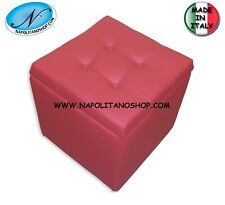 Panca pouf CUBO cassapanca puf baule poggiapiedi contenitore ecopelle ROSSO