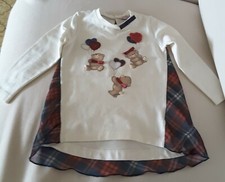 Maglietta Monnalisa bimba panna con orsetti e strass e voile dietro 2 anni nuova