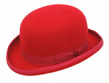 Cappello a ciotola rosso 100% lana fatto a mano cappello rotondo con fodera in raso