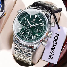POEDAGAR Orologio Uomo Lusso Cronografo al Quarzo – Acciaio Inox, Impermeabile,