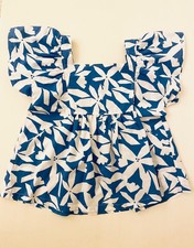 Blusa camicetta bambina baby 8 anni 128 cm Okaidi stampa azzurro e bianco girl