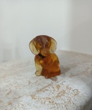 Antica statuetta cane Bassotto Repubblica Ceca in vetro Ambrato
