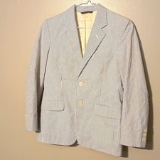 Giacca di lino Brooks Brothers Fitzgerald Lanificio Campore blu e bianco 12