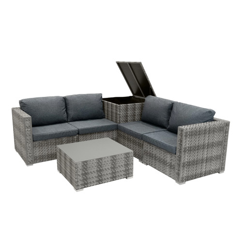 Set divani rattan grigio - grigio, 6