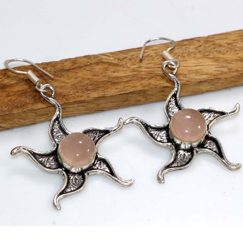 Orecchini quarzo rosa placcato - orecchini,