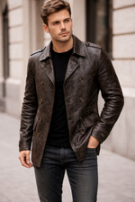 Cappotto uomo pelle marrone