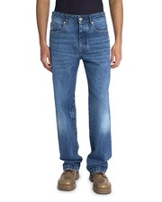 Jeans AMI gamba dritta uomo 34 usato blu denim sbiadito chiusura zip bottoni