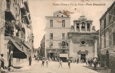 z877 cartolina porto empedocle piazza chiesa e via la porta agrigento