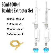 Kit Estrattore Soxhlet in Vetro 60ml - 1000ml per Laboratorio con Condensatore a Spirale
