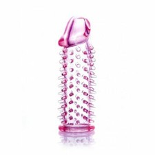 PROLUNGA FALLICA ELASTICA SUPER STRETCH PENIS SLEEVE TPE ROSA CON STIMOLATORI