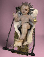 Bambino Gesù Bambinello Napoletano Da Culla 30 Cm Argilla Occhi Vetro