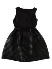 BLUE SAND Vestito abito nero gonna arricciata elegante ragazza donna tg M