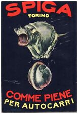 PUBBLICITA' 1920 SPIGA GOMME PIENE PER AUTO AUTOCARRI TORINO RINOCERONTE  MAUZAN