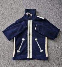 Napapijri Deep Pile Fleece Uomo Piccolo Full Zip Logo Spellout Elastico Blu Navy