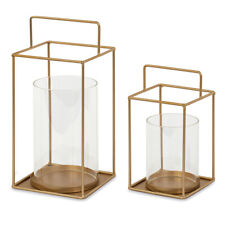 Lanterna da interno arredo in acciaio 10x18-11.5x25.5cm con porta candela vetro