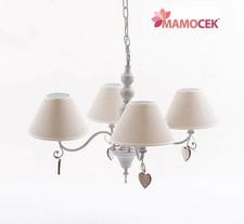LAMPADARIO Metallo grigio 4 bracci cuore paralume lampada soffitto shabby