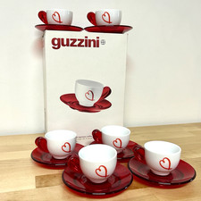 Set 6 piattini tazze espresso vintage Guzzini LOVE nuovi con scatola cuore rosso Setsu Shinobu Ito