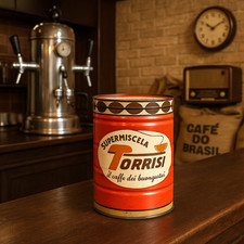Scatola Contenitore in Latta Pubblicitario Vintage Caffè Torrisi