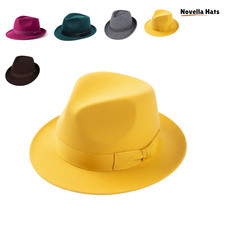 Cappello Trilby schiacciabile in feltro di lana - cappello da viaggio classico impacchettabile stile Fedora Premium