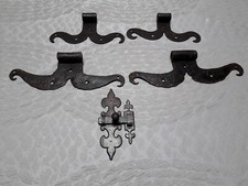 Lotto 4 antiche cerniere in ferro battuto - vintage primi 900 + chiusura moderna