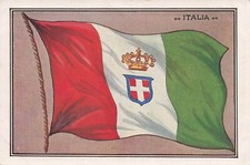 23-75A) CARTOLINA ILLUSTRATA WW1 PROPAGANDA BANDIERA ITALIA TRICOLORE