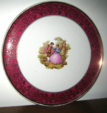 PIATTO 32 cm. FRAGONARD BAVARIA SCHALLER WIESAU KRAUTHEIM in porcellana e oro