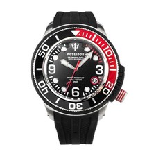 Orologio POSEIDON-24 KIENZLE UP-702 45mm Diver Nero Rosso Acciaio Silicon 15atm