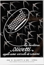 PUBB.1927 MACCHINA DA SCRIVERE OLIVETTI TASTIERA AGILE COME UN VOLO DI RONDINI 