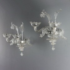 Coppia di Appliques Vintage Vetro Soffiato di Murano Italia XX Secolo Originali