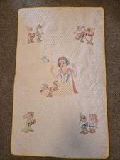 Trapunta bambino vintage anni 50 punto croce fatta a mano Biancaneve sette nani appesa a parete