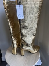 Stivali al ginocchio Zara Gold